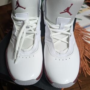 Jordan  Men White and Burgundy Sneakers